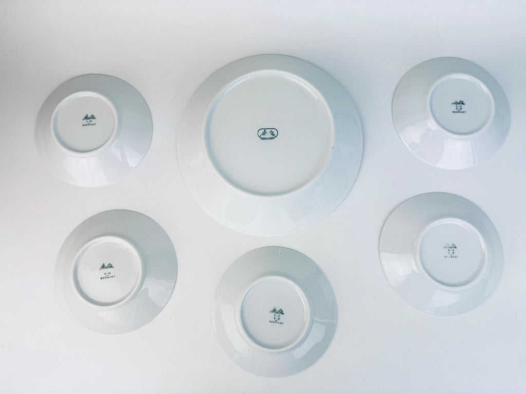 Vintage 1970s White German Porcelain City Scene Dessert Bowl Set