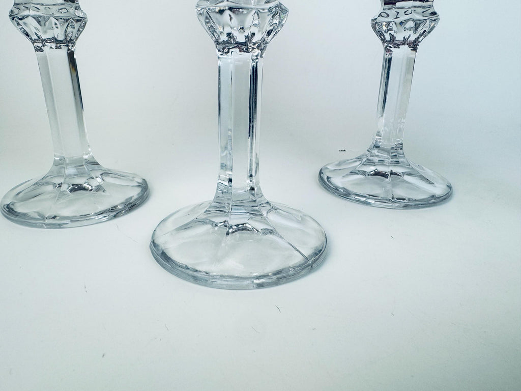 Vintage Ruby Flash Cut Glass 1970s Rose Stemware Wine Goblets Set