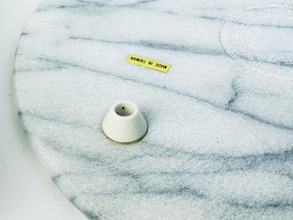 Vintage  1980s White & Grey Round Marble Cheese Boar - 8 Inch Italian Luxe Serving Platter