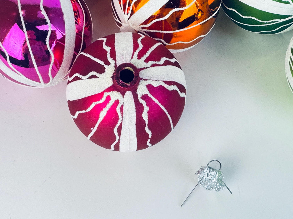 Vintage Hand-Painted 1970s Plastic Christmas Ornaments Multi-Colour Ball - Set of 12