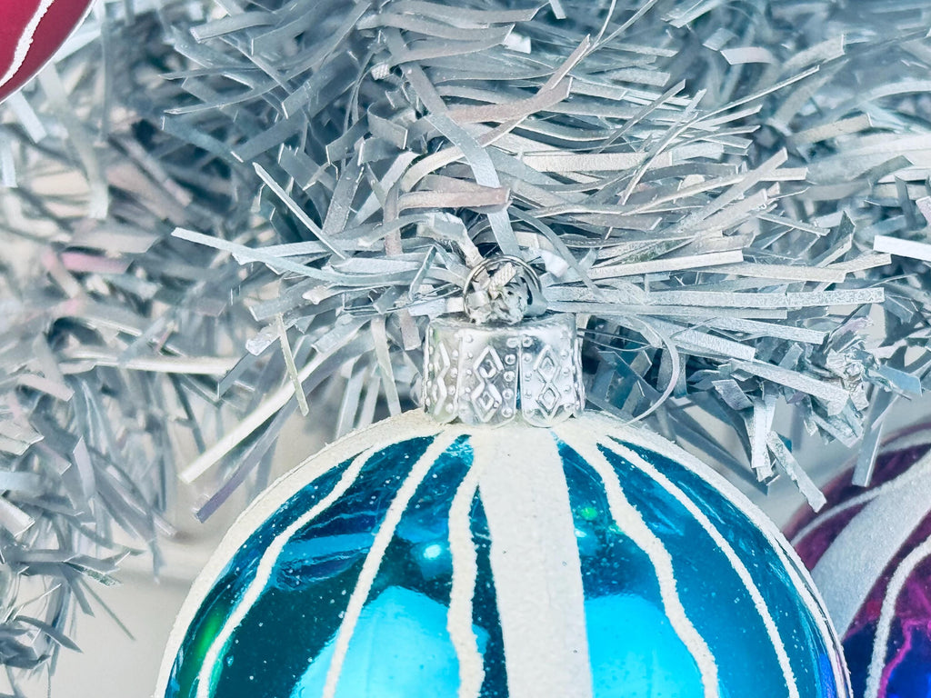 Vintage Hand-Painted 1970s Plastic Christmas Ornaments Multi-Colour Ball - Set of 12