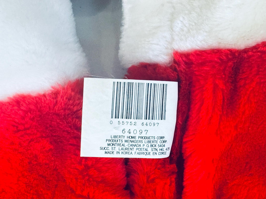 Vintage 1980's Plush Bear Christmas Stocking - Red & White Faux-Fur - Made in Korea - Sold Separately