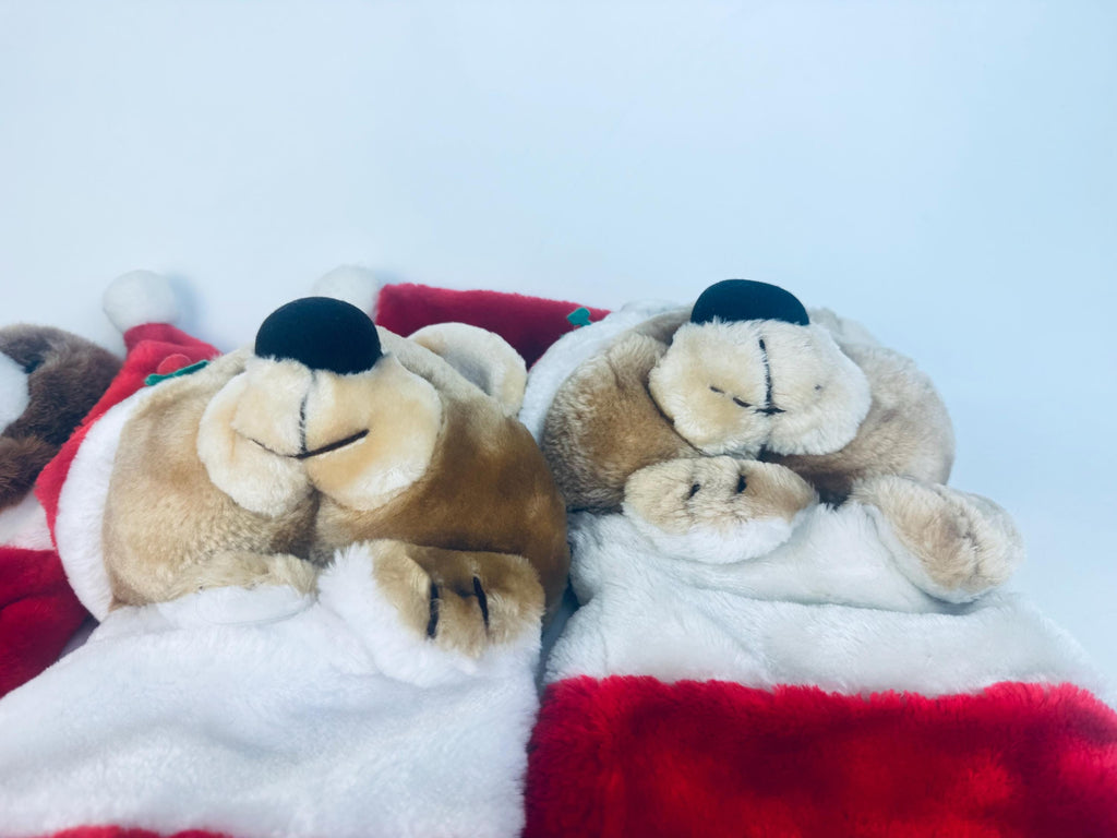 Vintage 1980's Plush Bear Christmas Stocking - Red & White Faux-Fur - Made in Korea - Sold Separately