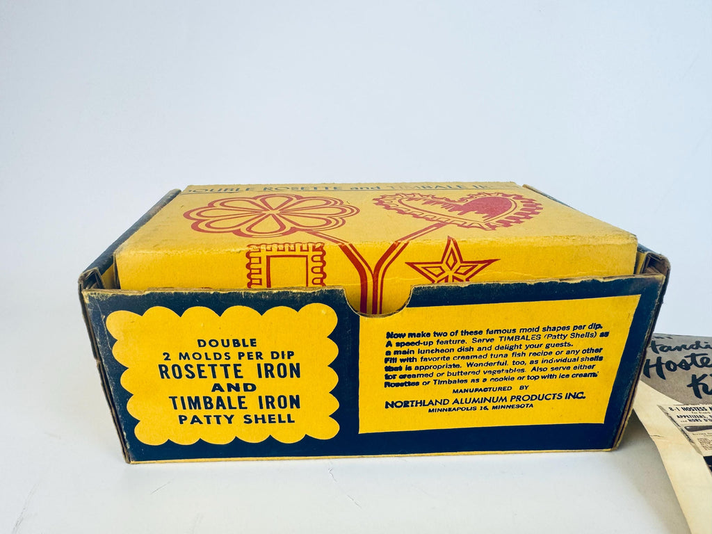 Vintage 1950s Nordic Ware Aluminium Rosette Timbale Iron Set with Box for Baking