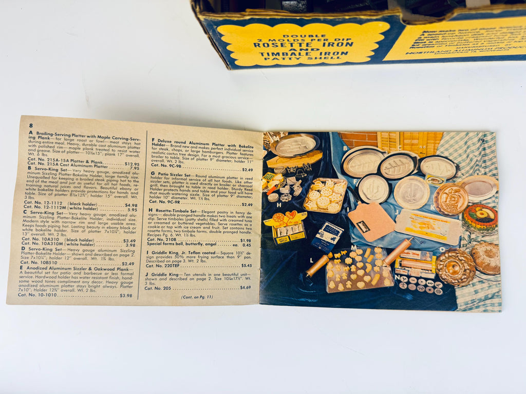 Vintage 1950s Nordic Ware Aluminium Rosette Timbale Iron Set with Box for Baking