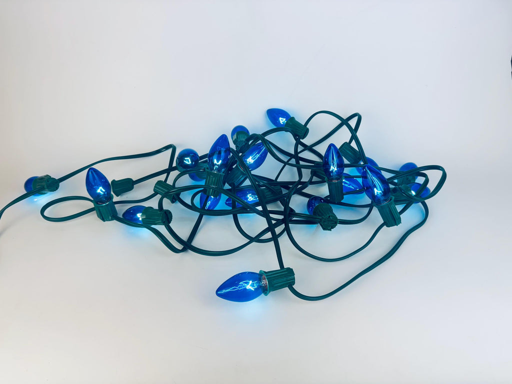Vintage 1980s ALDERBROOK Outdoor Blue Acrylic Outdoor Christmas Lights - 25 Lights