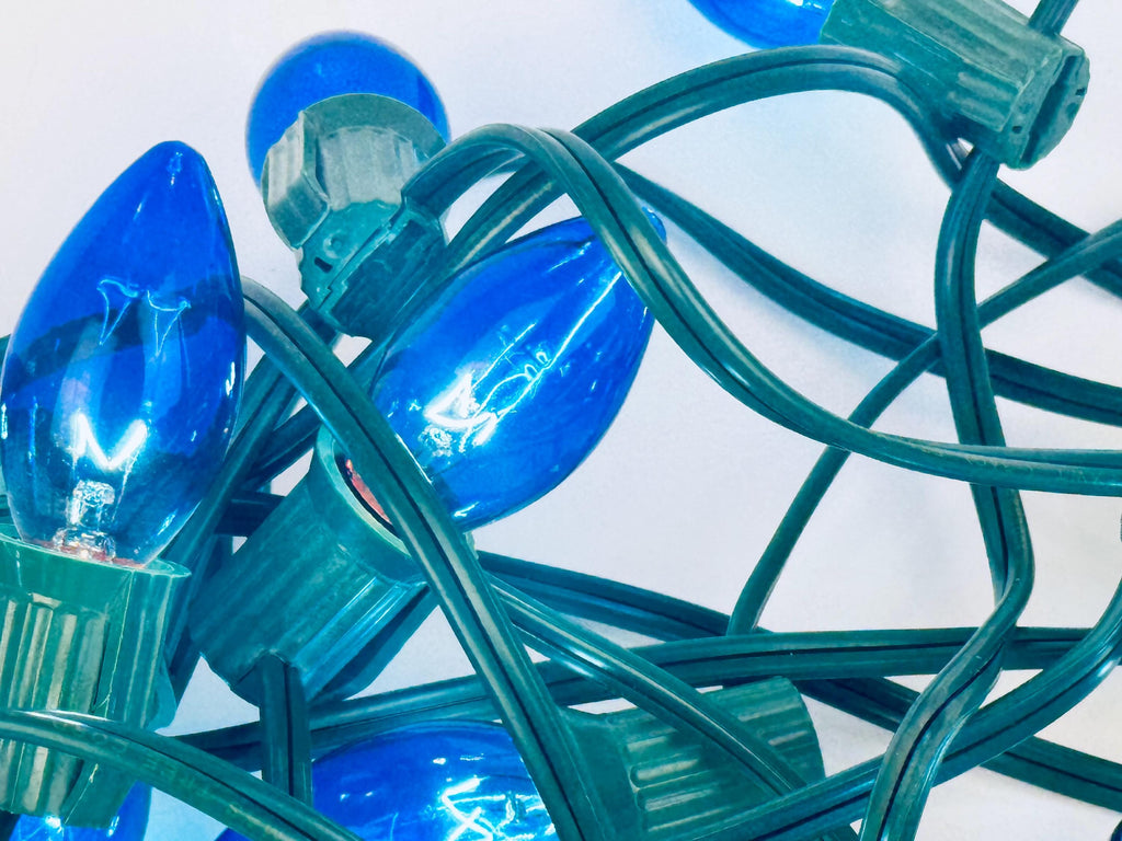 Vintage 1980s ALDERBROOK Outdoor Blue Acrylic Outdoor Christmas Lights - 25 Lights