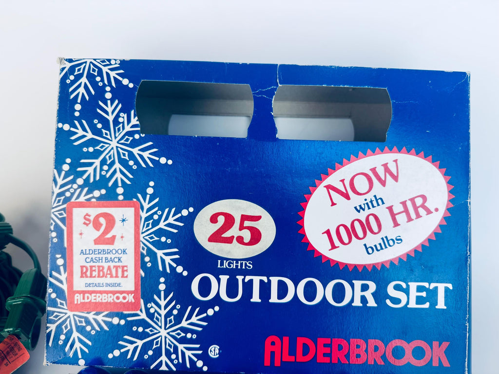 Vintage 1980s ALDERBROOK Outdoor Blue Acrylic Outdoor Christmas Lights - 25 Lights