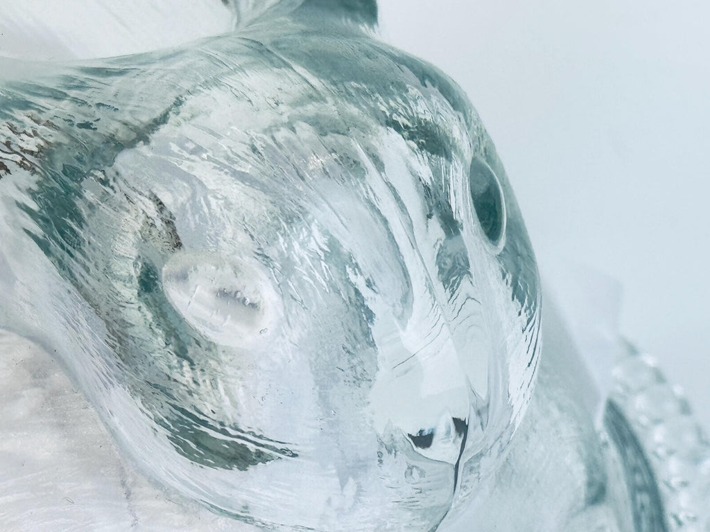 Vintage Clear Glass Bunny Rabbit on Nest Covered Dish  Farmhouse Tabletop Accent