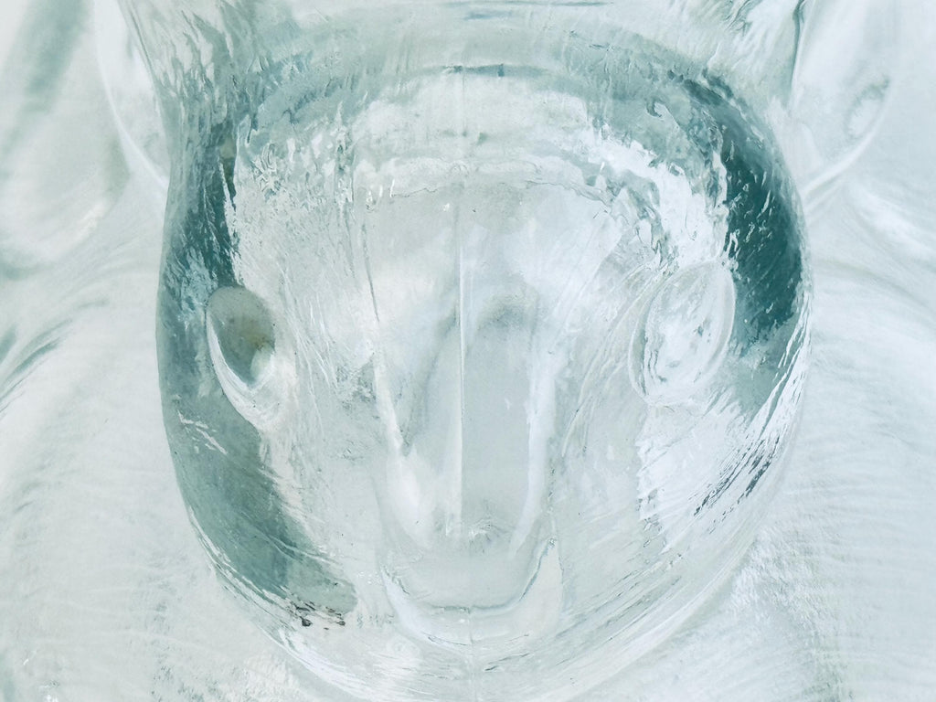 Vintage Clear Glass Bunny Rabbit on Nest Covered Dish  Farmhouse Tabletop Accent