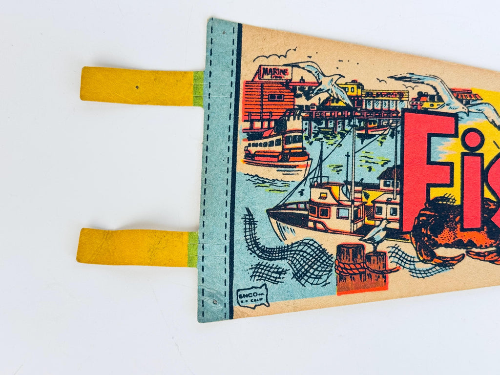 Vintage Large & Small Tapered Felt Pennant/Wall Hangings - Sold Separately - Disneyland -Yellowstone - Fishermen's Wharf