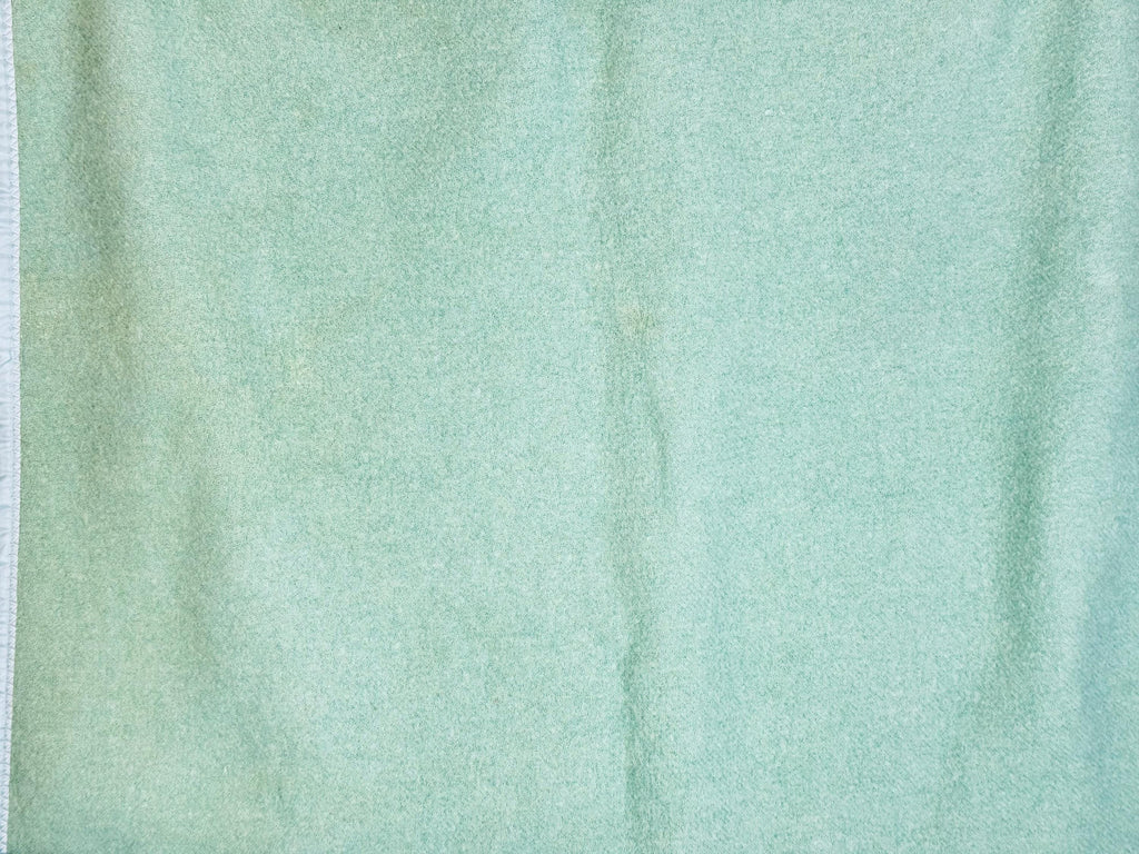 Vintage Mint Green Wool Blanket With Satin Trim - Twin/Single Size - 72" x 90" - Made In Canada