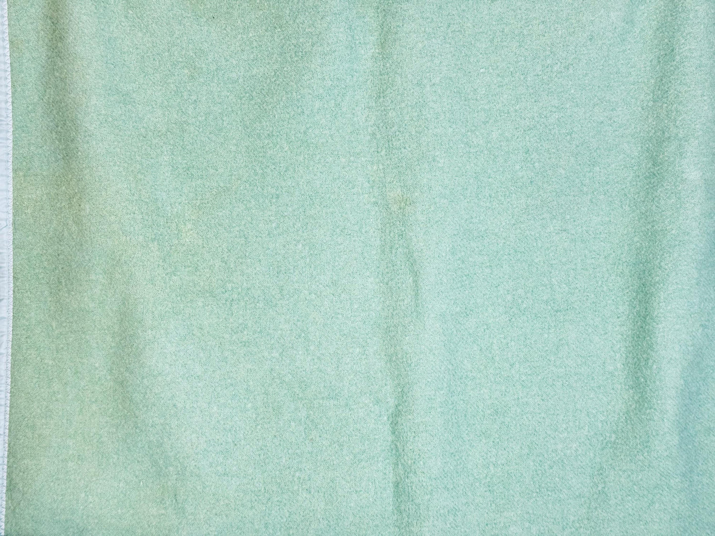Vintage Mint Green Wool Blanket With Satin Trim - Twin/Single Size - 72" x 90" - Made In Canada
