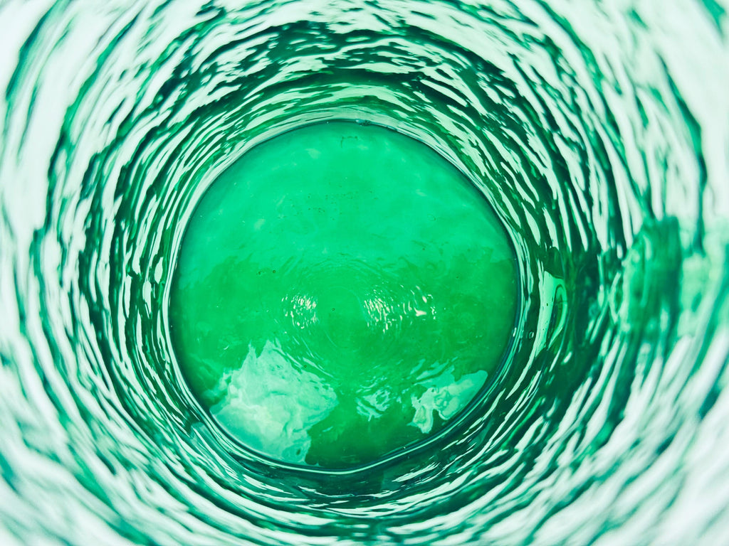 Vintage 1970s Textured Green Glass Pitcher Jug