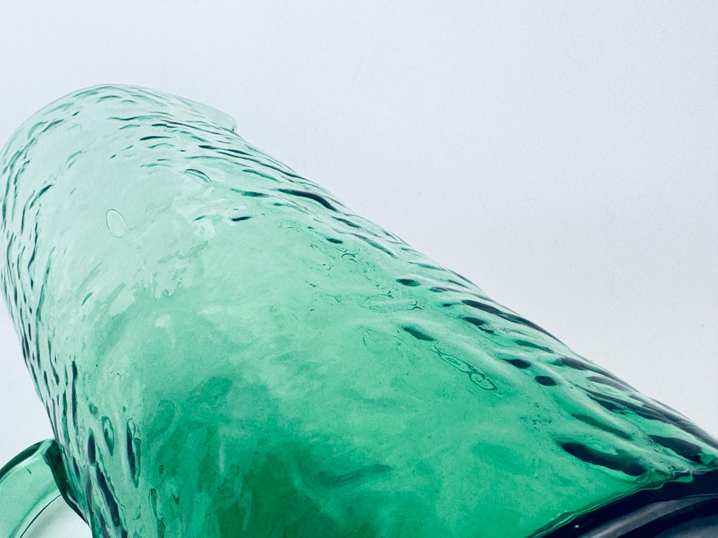 Vintage 1970s Textured Green Glass Pitcher Jug