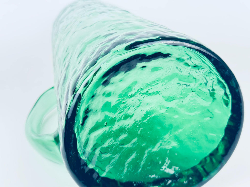 Vintage 1970s Textured Green Glass Pitcher Jug