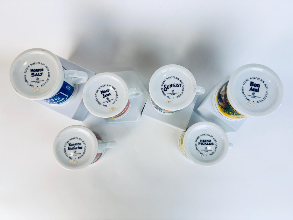 Vintage 1980s White Porcelain Advertising Coffee Mugs - Made In Japan - Sold Separately