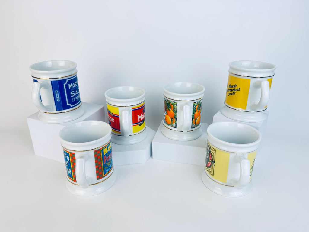 Vintage 1980s White Porcelain Advertising Coffee Mugs - Made In Japan - Sold Separately