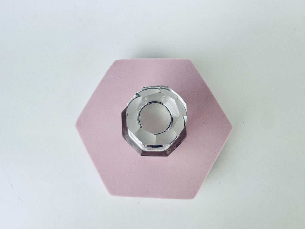 Antique Victorian 1900s Clear Cut Glass & Sterling Silver Collar Perfume Bottle - Vanity Decor