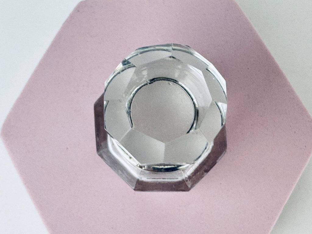 Antique Victorian 1900s Clear Cut Glass & Sterling Silver Collar Perfume Bottle - Vanity Decor