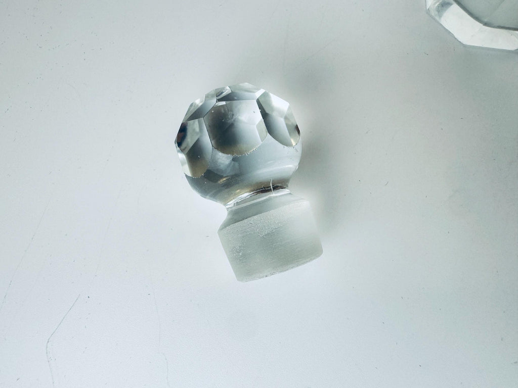 Antique Victorian 1900s Clear Cut Glass & Sterling Silver Collar Perfume Bottle - Vanity Decor