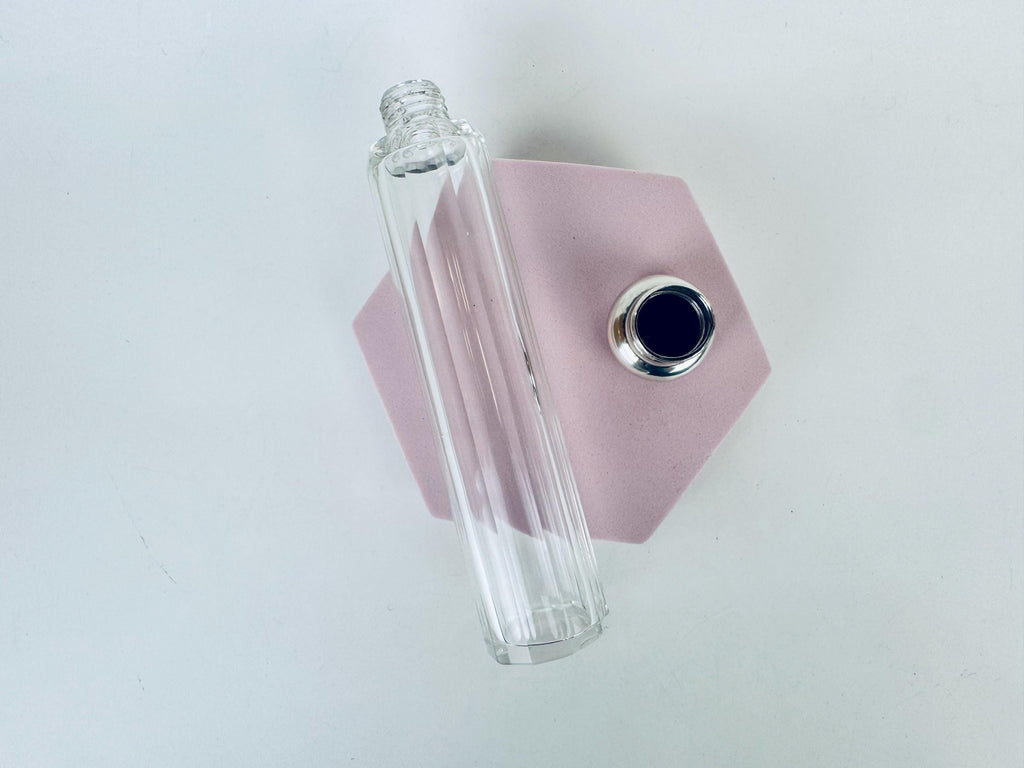 Vintage 1938 Sterling Silver-Topped Fluted Clear Glass Perfume Bottle  Art Deco Vanity Luxe