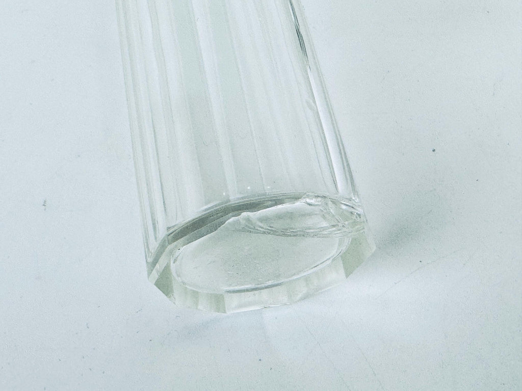 Vintage 1938 Sterling Silver-Topped Fluted Clear Glass Perfume Bottle  Art Deco Vanity Luxe