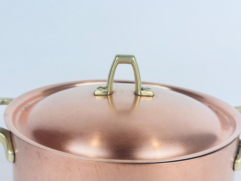 Vintage 1970s Copper & Brass Paul Revere Limited Edition 3 Quart Stock Pot - Stainless Interior