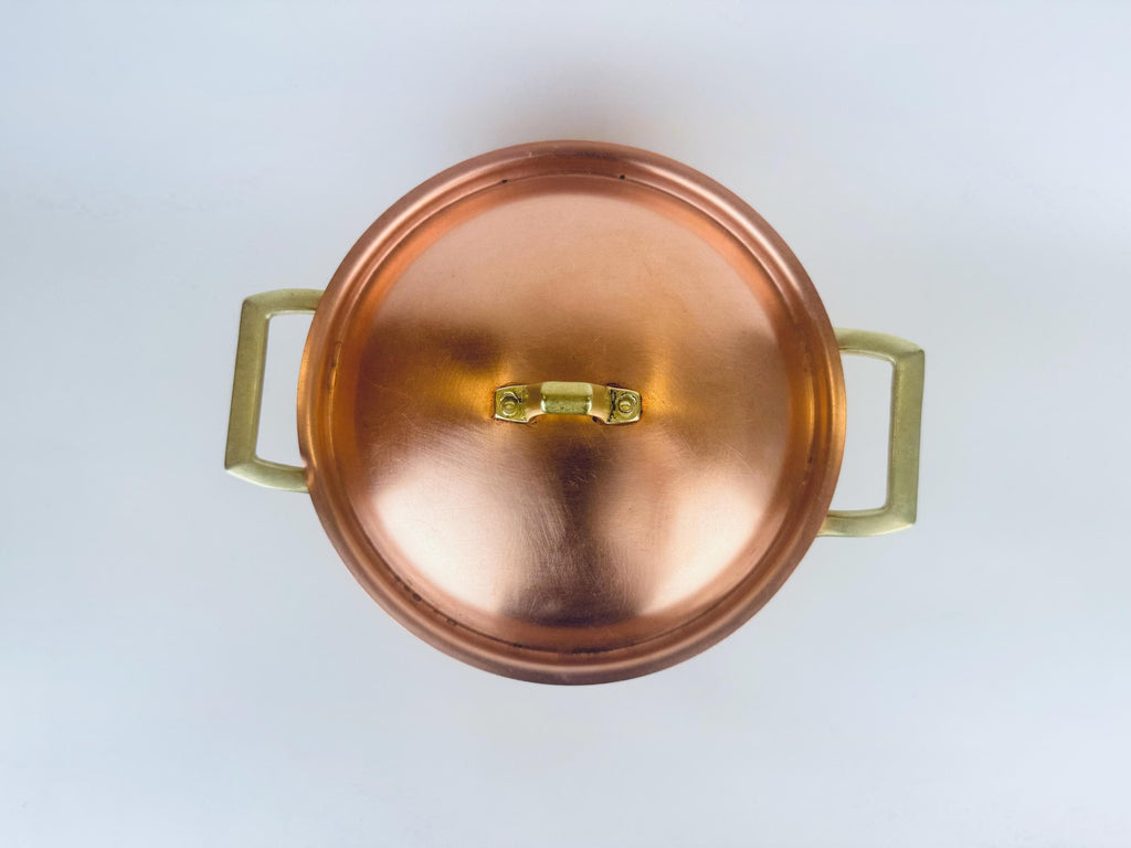 Vintage 1970s Copper & Brass Paul Revere Limited Edition 3 Quart Stock Pot - Stainless Interior