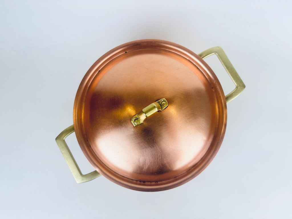 Vintage 1970s Copper & Brass Paul Revere Limited Edition 3 Quart Stock Pot - Stainless Interior