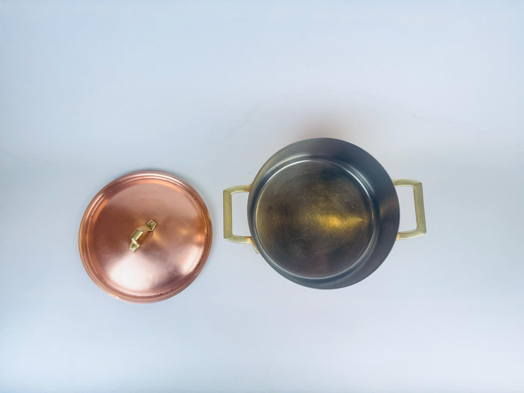 Vintage 1970s Copper & Brass Paul Revere Limited Edition 3 Quart Stock Pot - Stainless Interior