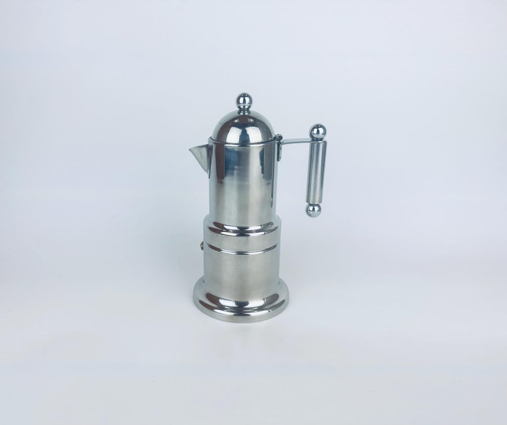 Vintage Vev Viganò Kontessa Italian Silver Stainless Steel Italian Stovetop Espresso Maker - Made In Italy