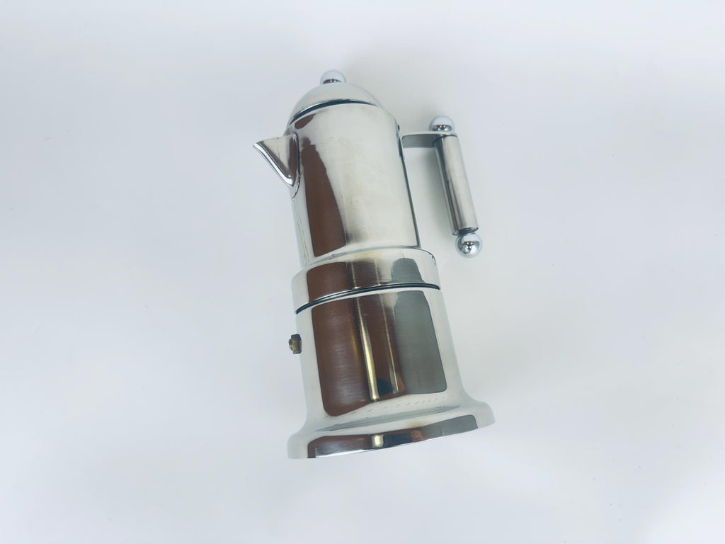 Vintage Vev Viganò Kontessa Italian Silver Stainless Steel Italian Stovetop Espresso Maker - Made In Italy