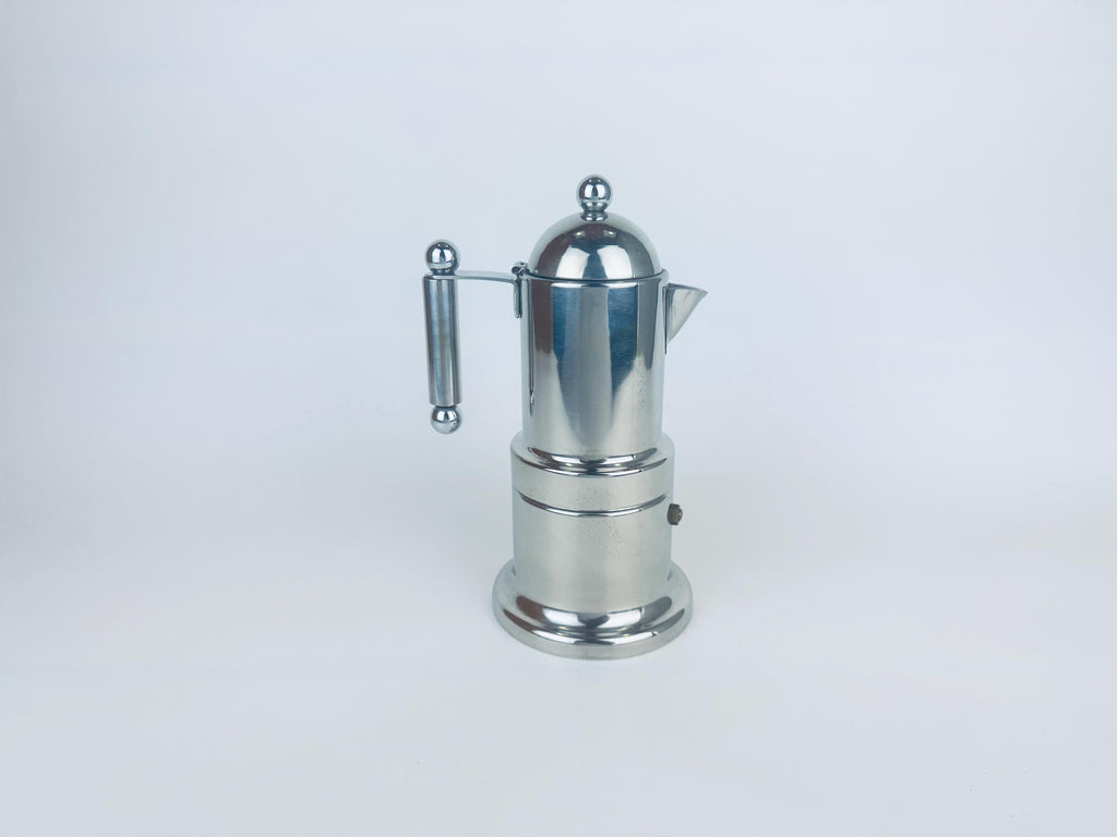 Vintage Vev Viganò Kontessa Italian Silver Stainless Steel Italian Stovetop Espresso Maker - Made In Italy