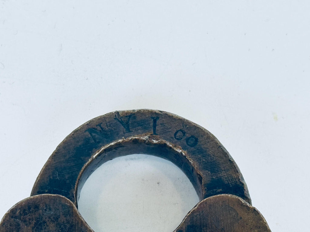 Antique + Rare 1870s Heart-Shaped Padlock Brass & Iron Railroad Lock  Original Chain + Key