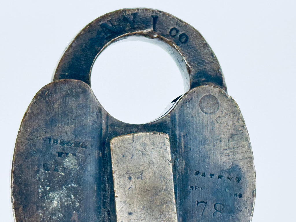 Antique + Rare 1870s Heart-Shaped Padlock Brass & Iron Railroad Lock  Original Chain + Key
