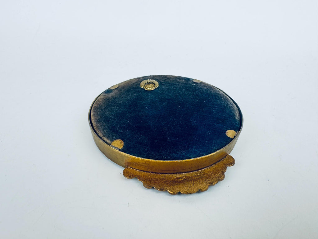 Vintage Small Brass Convex Wall Mounted Mirror - Neoclassical Dove & Rose Motif