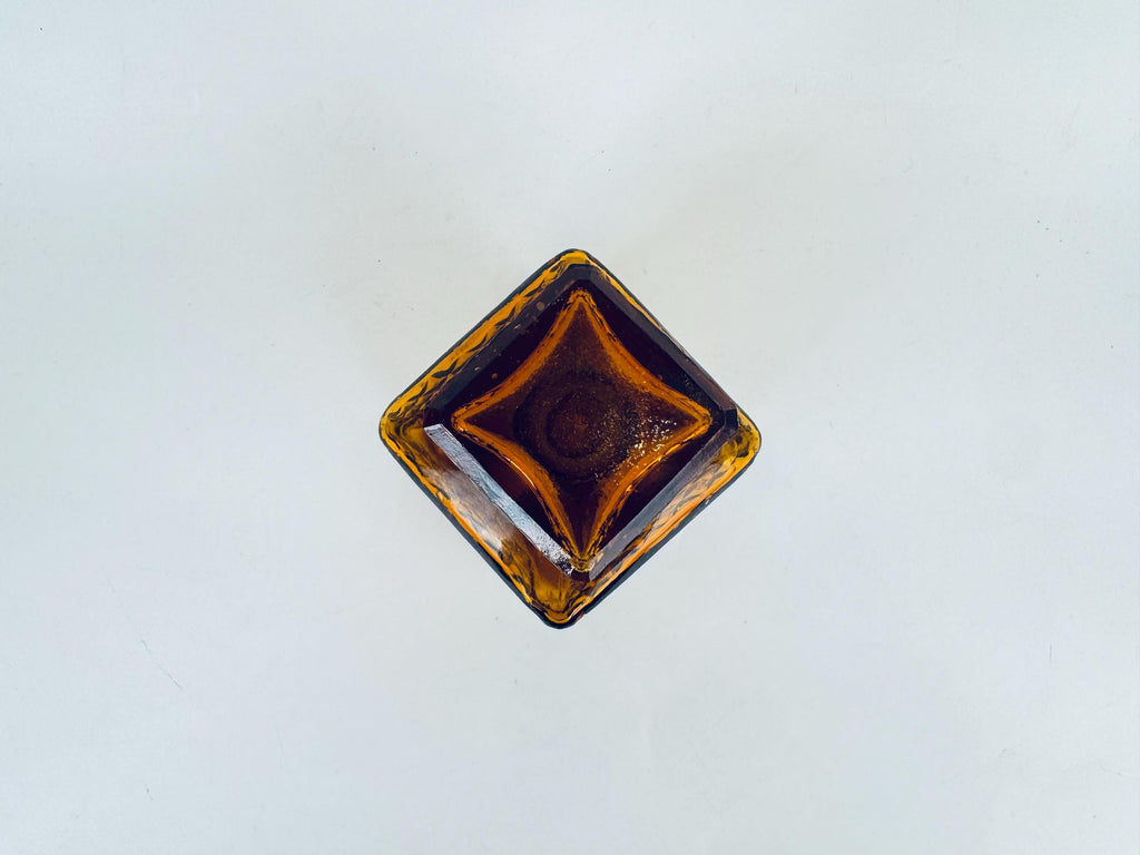 Vintage Amber 1960s American Diamond Glass Decanter with Ground Stopper