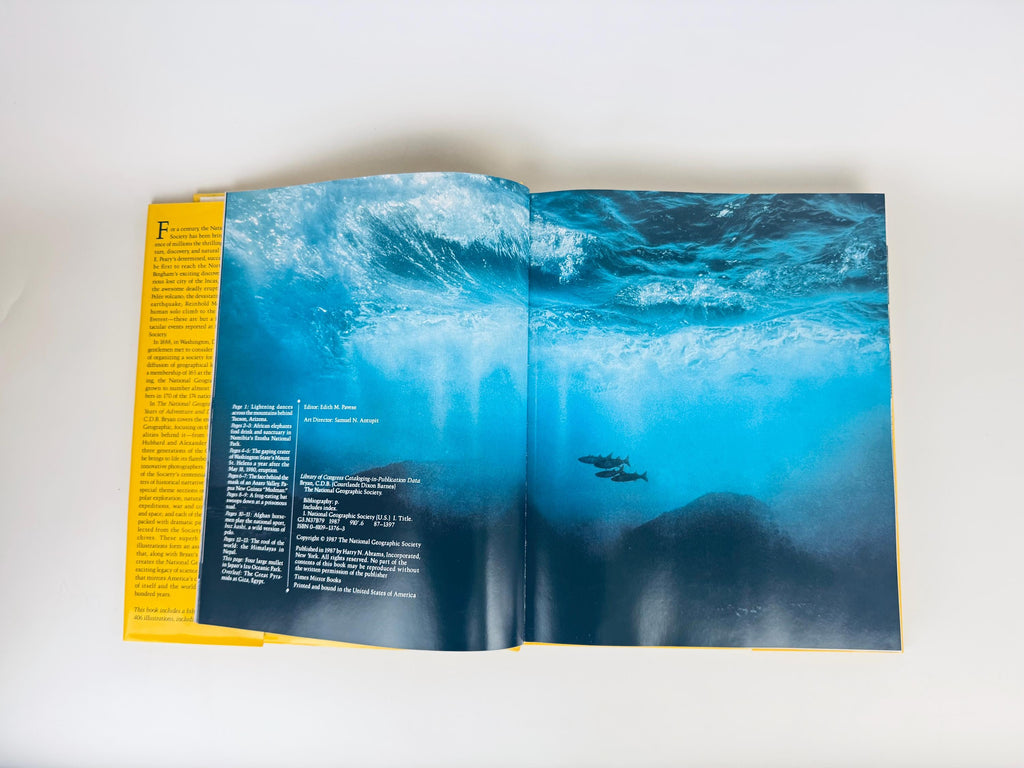 Vintage 1987 National Geographic Society 100 Years of Adventure Yellow Pictorial Coffee-Table Book