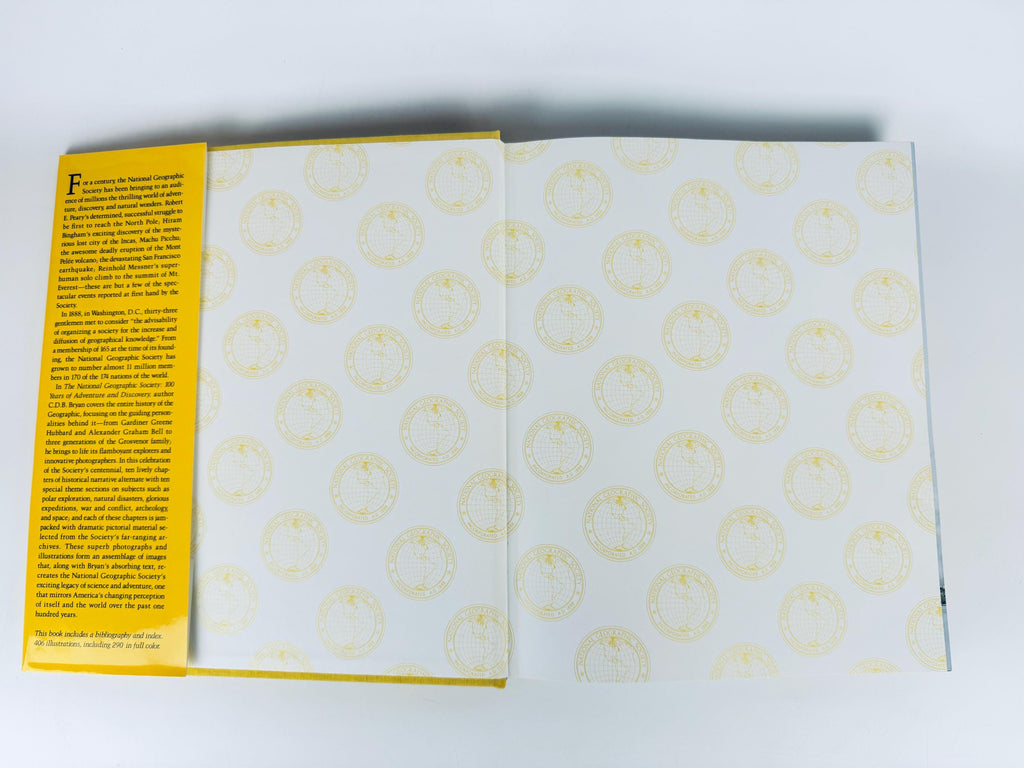Vintage 1987 National Geographic Society 100 Years of Adventure Yellow Pictorial Coffee-Table Book