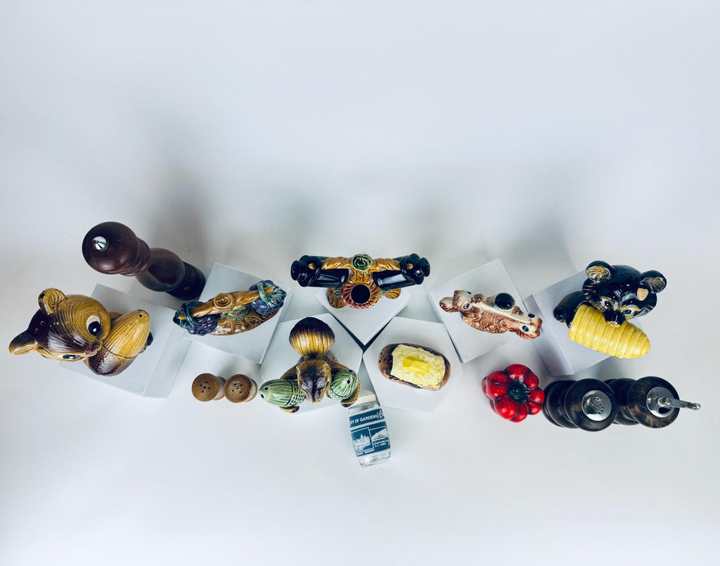 Vintage Kitschy Ceramic Salt + Pepper Shaker Sets - Sets Sold Separately