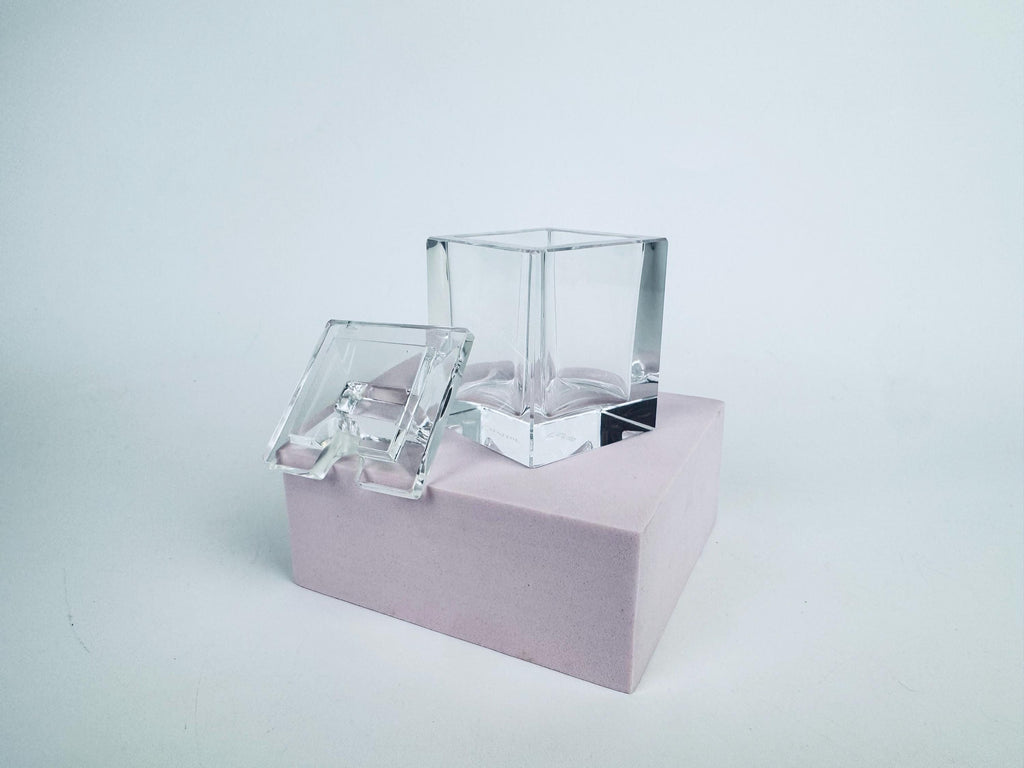 Vintage 1990s Clear Cartier Crystal Desk Box - Glass Pen/Accessory Case