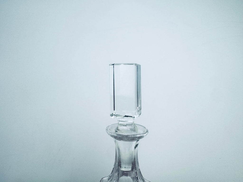 Vintage 1980s Clear Crystal Cartier Cruet Pair - Glass Oil & Vinegar Bottles