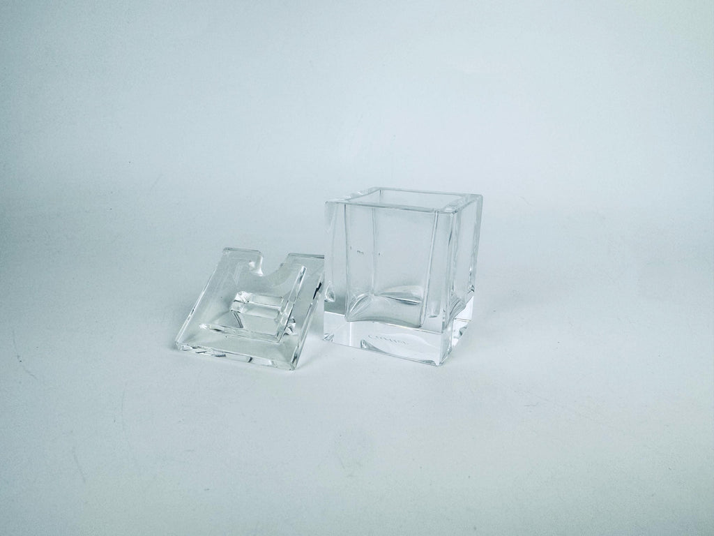 Vintage 1990s Clear Cartier Crystal Desk Box - Glass Pen/Accessory Case