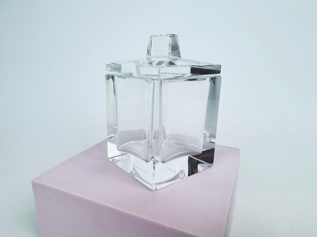 Vintage 1990s Clear Cartier Crystal Desk Box - Glass Pen/Accessory Case