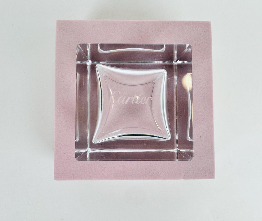 Vintage 1990s Clear Cartier Crystal Desk Box - Glass Pen/Accessory Case