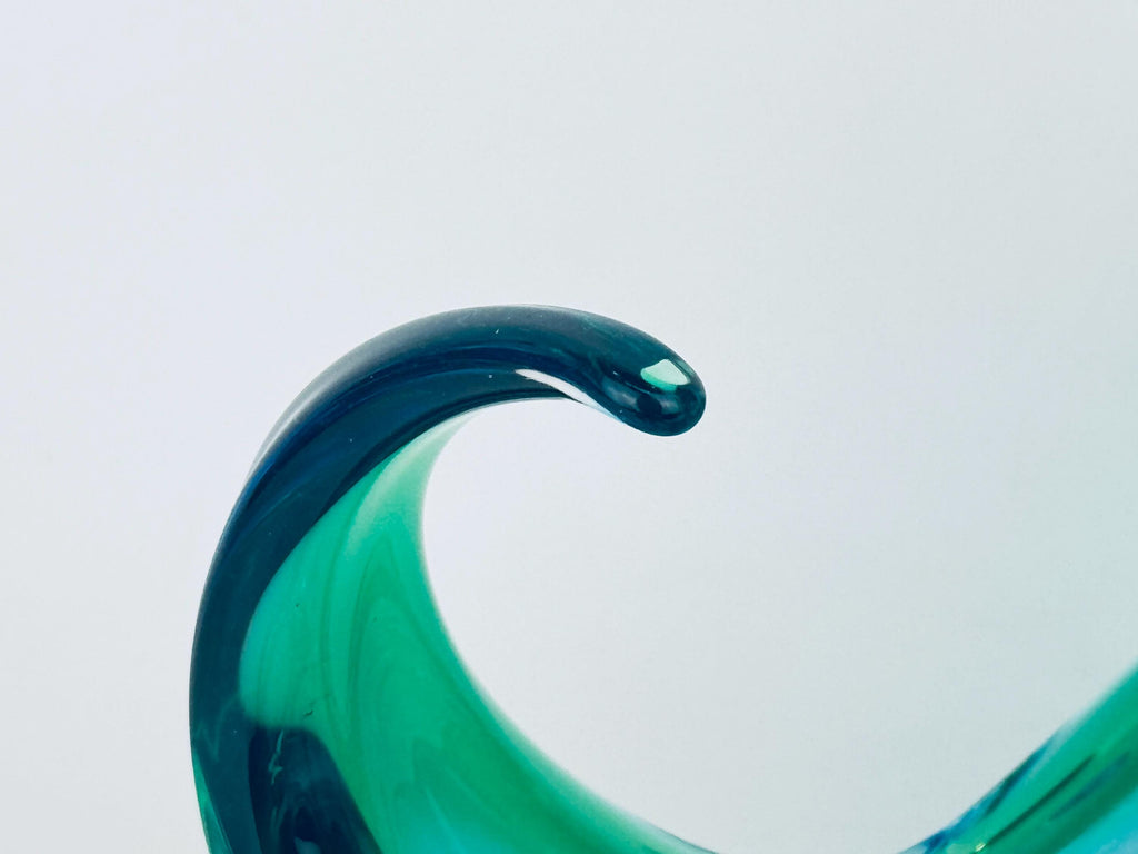 Vintage Chalet Art Glass 'B1' Aqua Sculptural Bowl - Mid-Century Modern Centerpiece