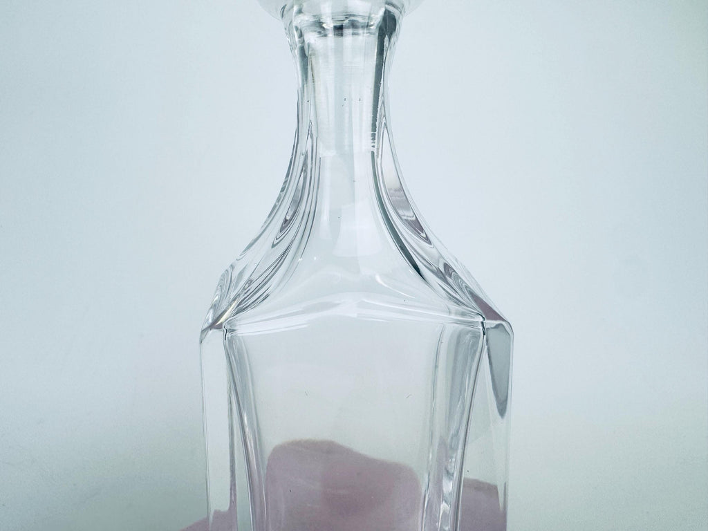Vintage 1980s Clear Crystal Cartier Cruet Pair - Glass Oil & Vinegar Bottles