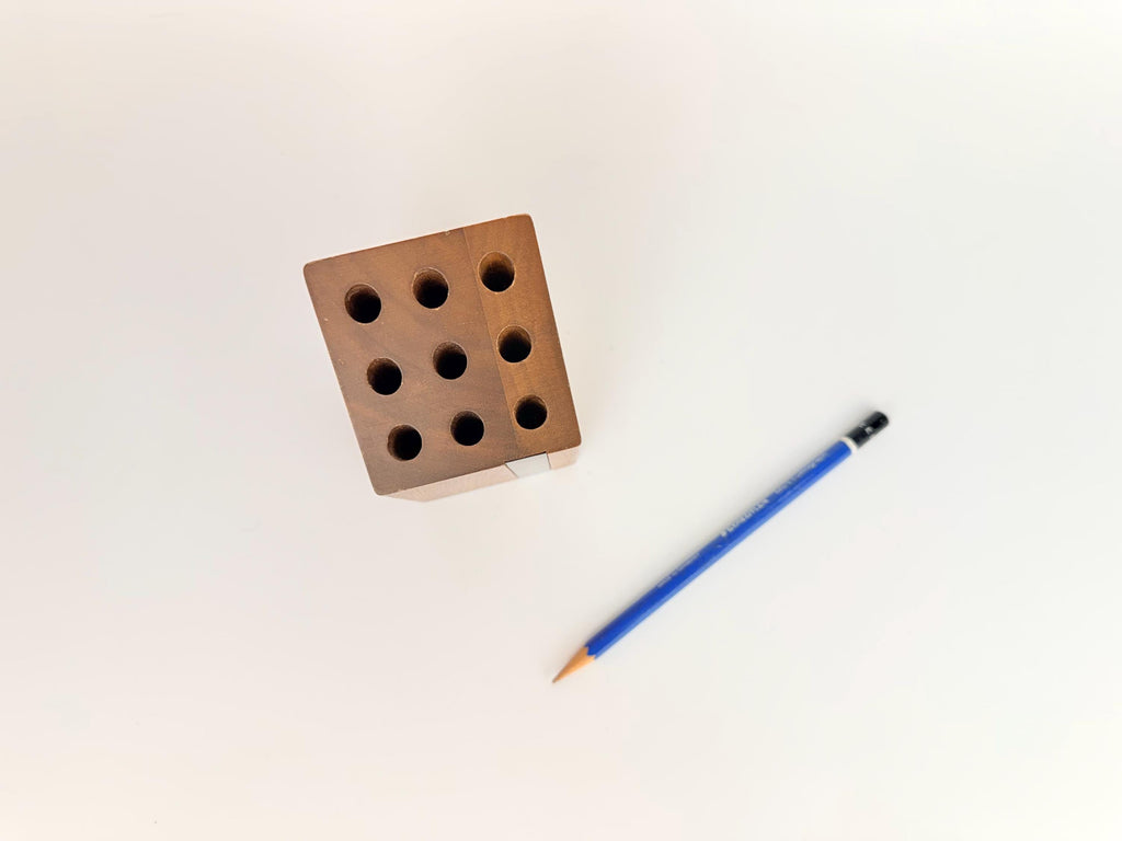 Vintage 1960s Mid Century Modern Brown Walnut Park Sherman Pencil Holder Desk Organizer