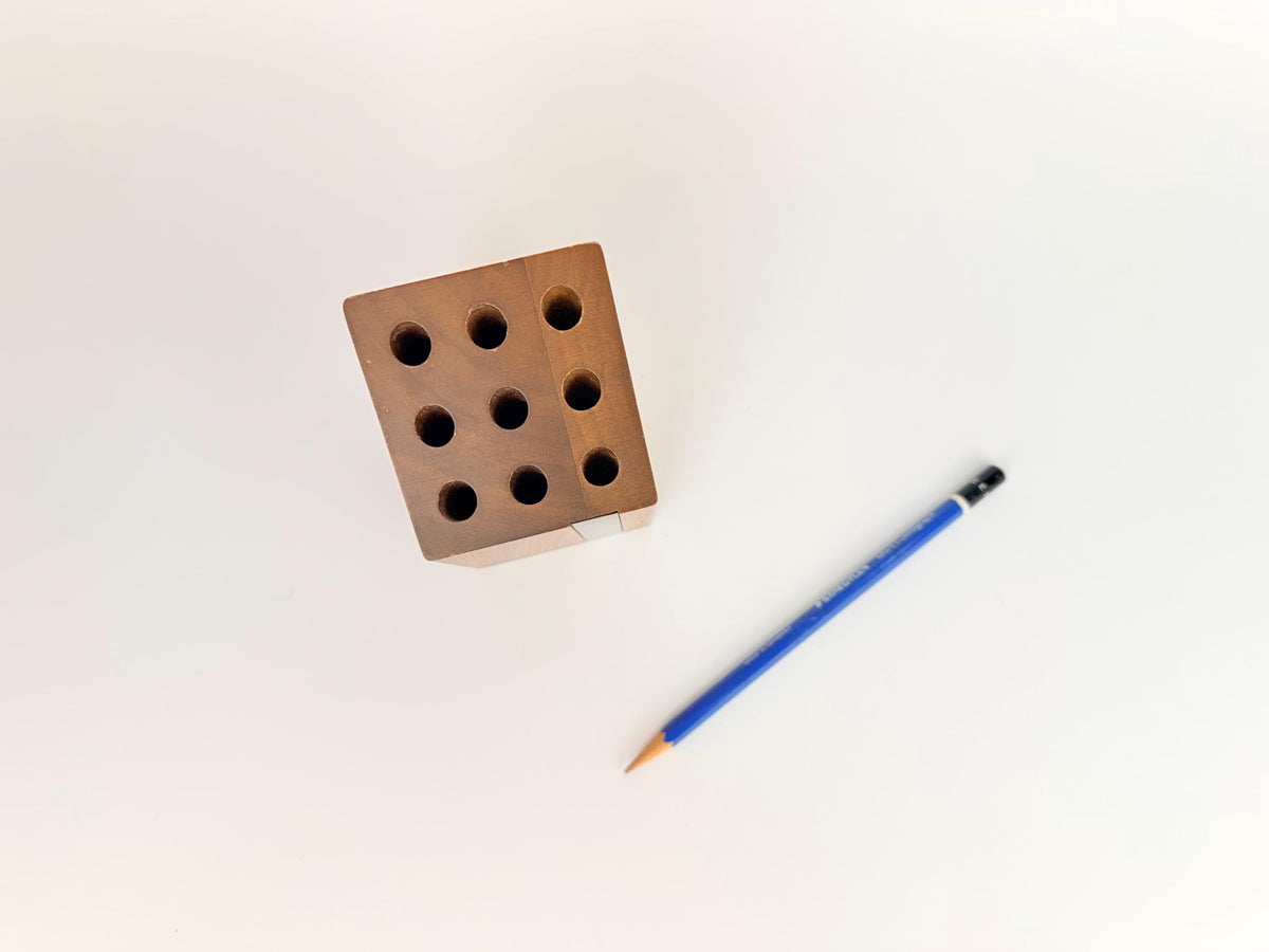 Vintage 1960s Mid Century Modern Brown Walnut Park Sherman Pencil Holder Desk Organizer